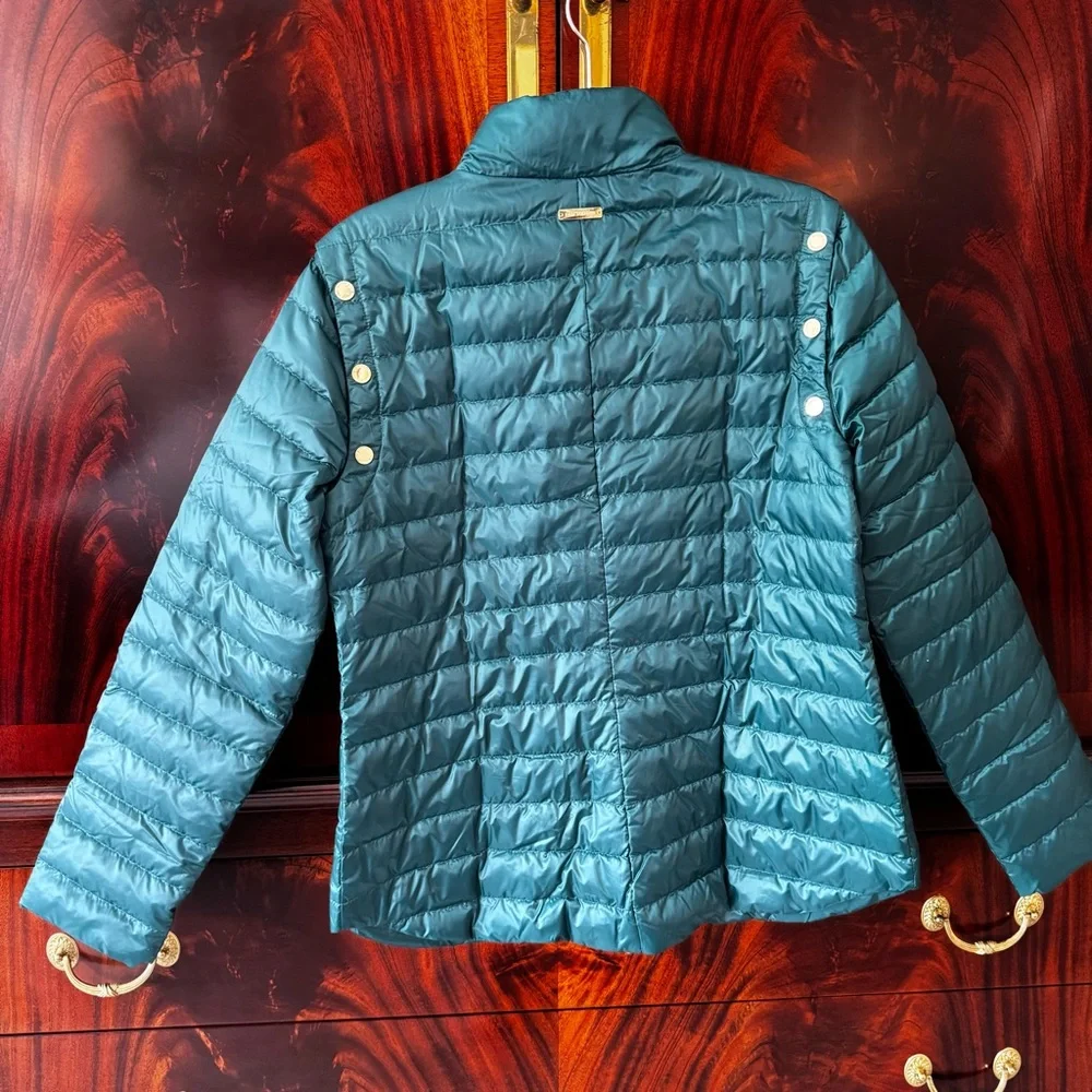 NEW Lilly Pulitzer Tenna Convertible Down Puffer Jacket Vest Villa Green